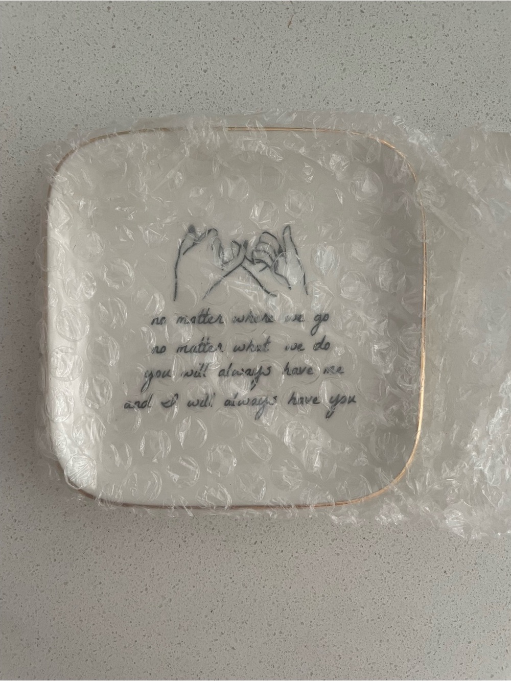 White Ceramic Keepsake Dish with Gold Trim - Sentiment Artwork